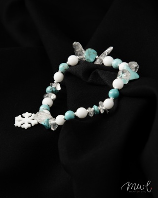 Bransoletka z kamieni naturalnych: KRYSZTAŁ GÓRSKI, TURKUS