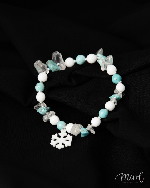 Bransoletka z kamieni naturalnych: KRYSZTAŁ GÓRSKI, TURKUS