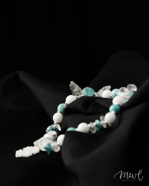 Bransoletka z kamieni naturalnych: KRYSZTAŁ GÓRSKI, TURKUS