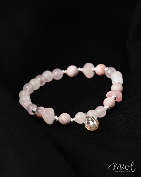 Bransoletka z kamieni naturalnych: KWARC RÓŻOWY, RODONIT