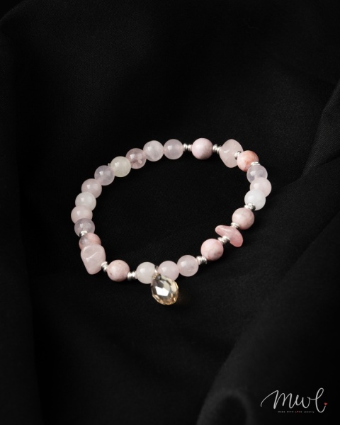 Bransoletka z kamieni naturalnych: KWARC RÓŻOWY, RODONIT