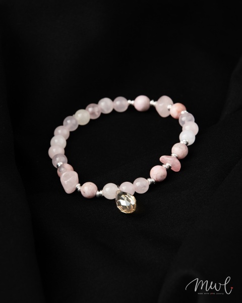 Bransoletka z kamieni naturalnych: KWARC RÓŻOWY, RODONIT