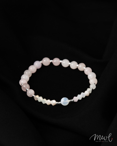 Bransoletka z kamieni naturalnych: KWARC RÓŻOWY