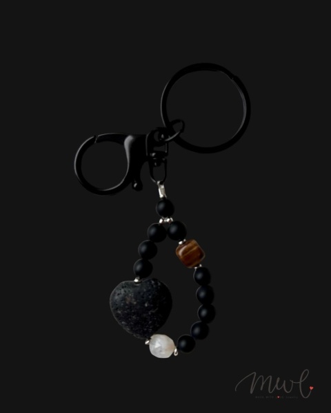 Brelok z kamieni naturalnych: AGAT, LAWA WULKANICZNA, CYTRYN, TYGRYSIE OKO, HEMATYT Produkt bez nazwy