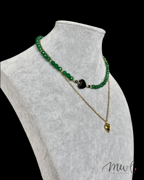 Komplet naszyjnik i bransoletka z kamieni naturalnych: AGAT, OBSYDIAN, HEMATYT