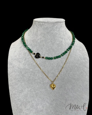 Komplet naszyjnik i bransoletka z kamieni naturalnych: AGAT, OBSYDIAN, HEMATYT