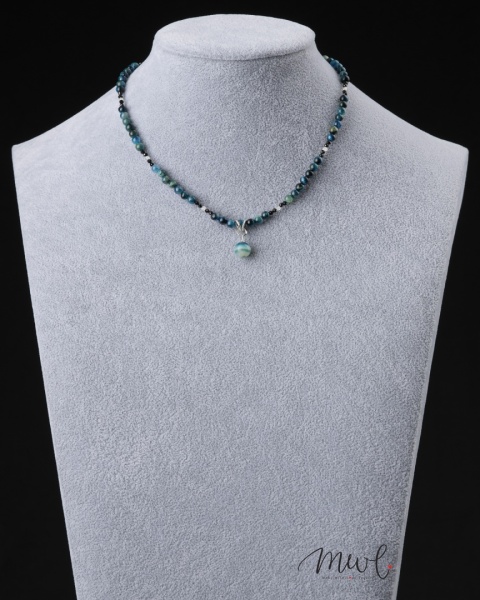 Naszyjnik z kamieni naturalnych: APATYT, TURMALIN, KRYSZTAŁ GÓRSKI