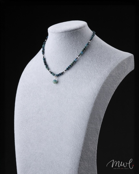 Naszyjnik z kamieni naturalnych: APATYT, TURMALIN, KRYSZTAŁ GÓRSKI