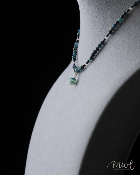 Naszyjnik z kamieni naturalnych: APATYT, TURMALIN, KRYSZTAŁ GÓRSKI