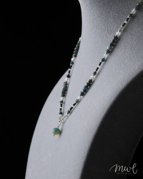 Naszyjnik z kamieni naturalnych: APATYT, TURMALIN, KRYSZTAŁ GÓRSKI