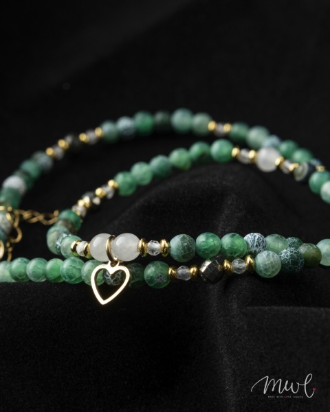 Naszyjnik z kamieni naturalnych: AGAT, PIRYT, KRYSZTAŁ GÓRSKI