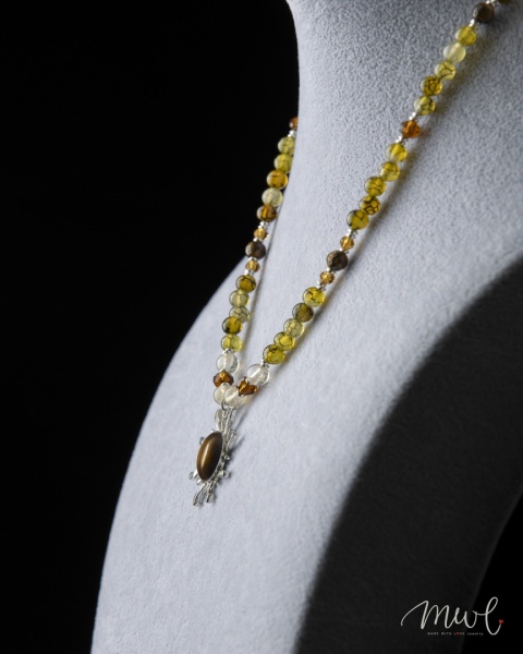 Naszyjnik z kamieni naturalnych: AGAT, TYGRYSIE OKO, CYTRYN