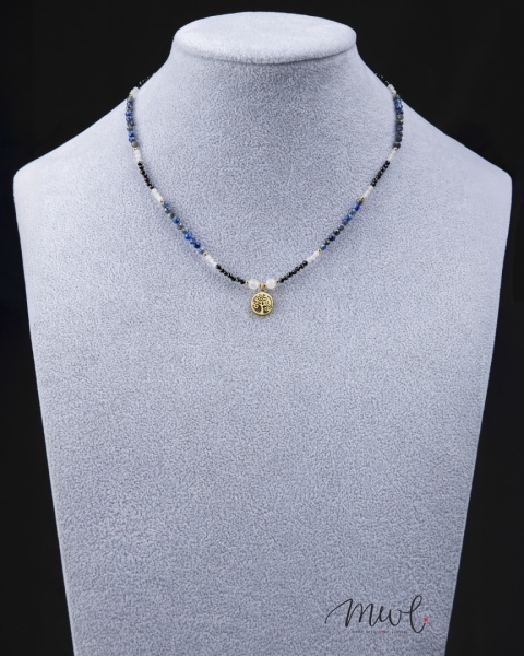 Naszyjnik z kamieni naturalnych: TURMALIN, APATYT, KRYSZTAŁ GÓRSKI