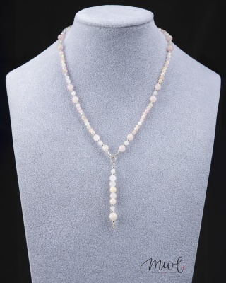 Naszyjnik z kamieni naturalnych: KWARC RÓŻOWY, KRYSZTAŁ GÓRSKI, CYTRYN, HEMATYT