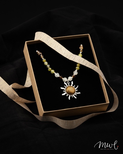 Naszyjnik z kamieni naturalnych: KWARC RÓŻOWY, RUBIN, HEMATYT