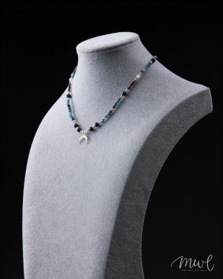 Naszyjnik z kamieni naturalnych: APATYT, TURMALIN, RUBIN, KRYSZTAŁ GÓRSKI