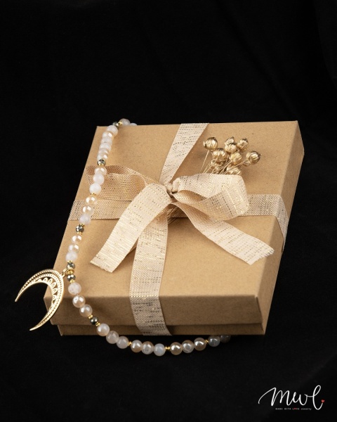 Podwójny naszyjnik z kamieni naturalnych: TYGRYSIE OKO, TURMALIN