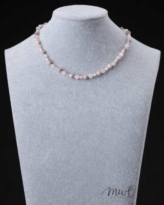 Naszyjnik z kamieni naturalnych: KWARC RÓŻOWY, RODONIT