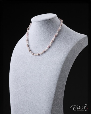 Naszyjnik z kamieni naturalnych: KWARC RÓŻOWY, RODONIT