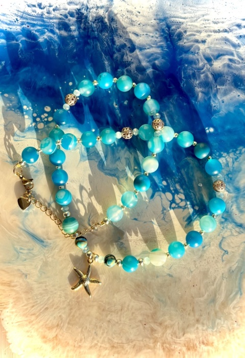 Naszyjnik z kamieni naturalnych: AGAT, HEMATYT